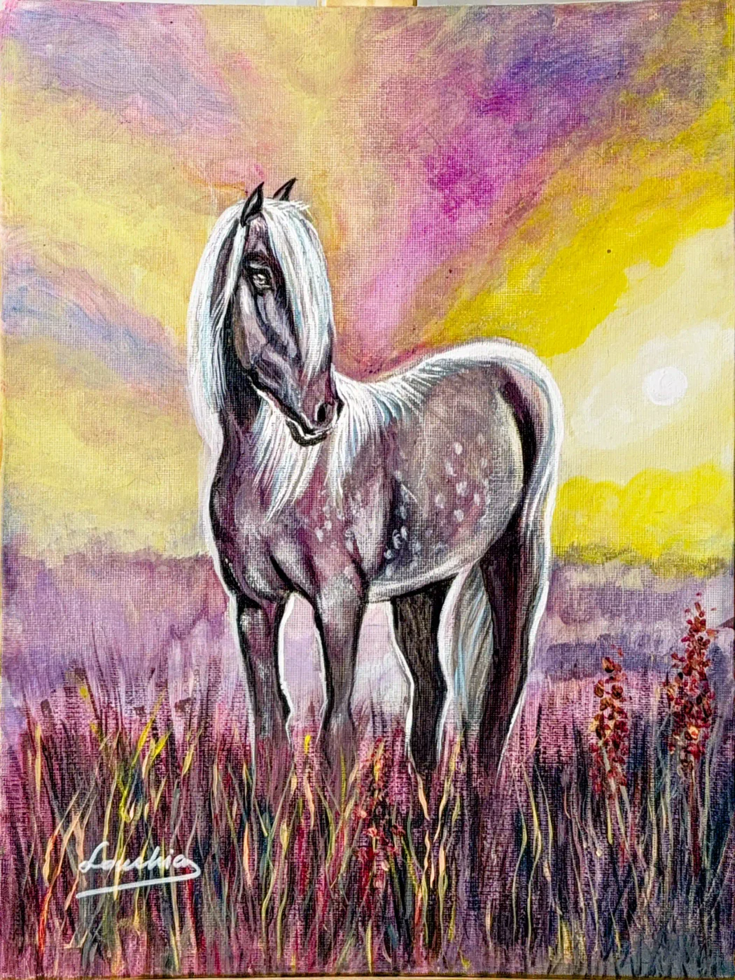 White Horse in Sunset — owner-supplied original artwork