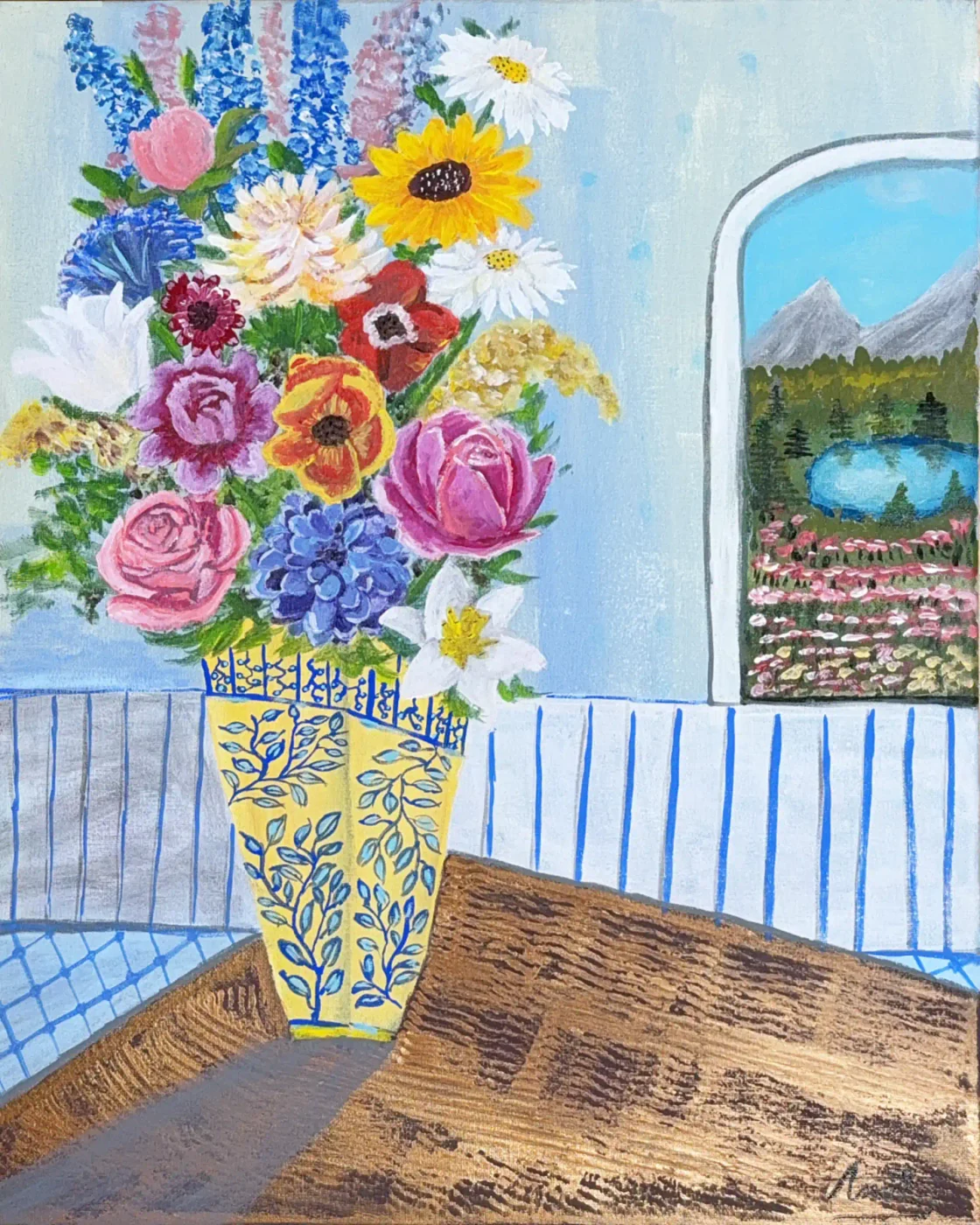 Flower Bouquet in a Yellow Vase — owner-supplied original artwork