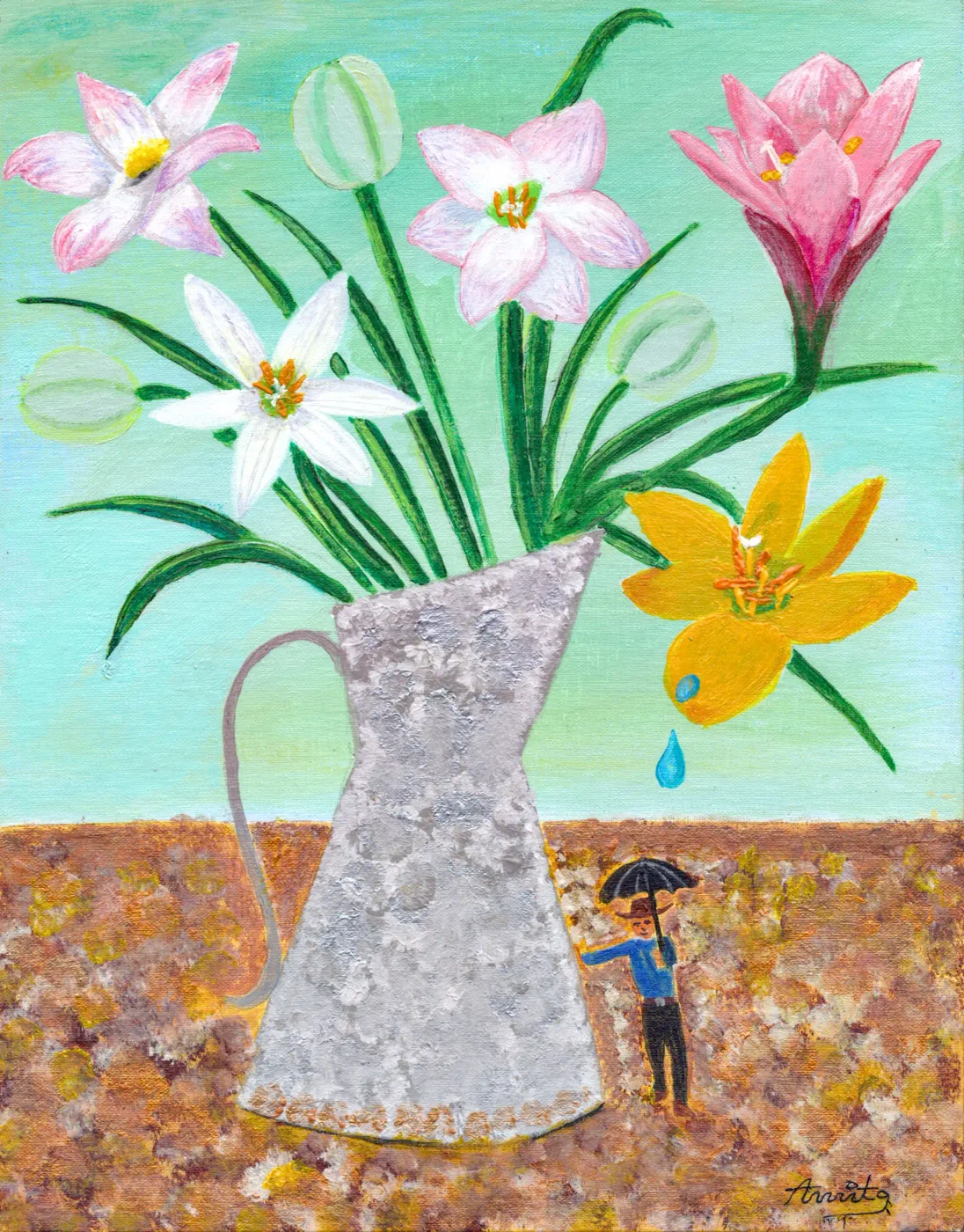 Cowboy Under Rain Lillies — owner-supplied original artwork