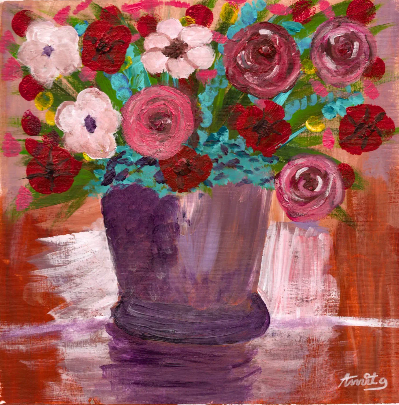 Floral Bouquet in Purple Vase — owner-supplied original artwork