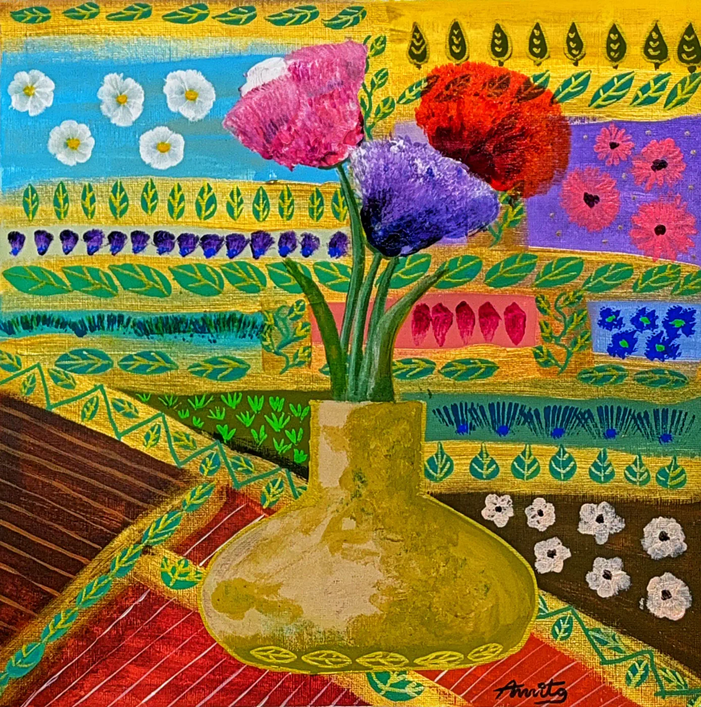 Abstract Flowers in Vase — owner-supplied original artwork