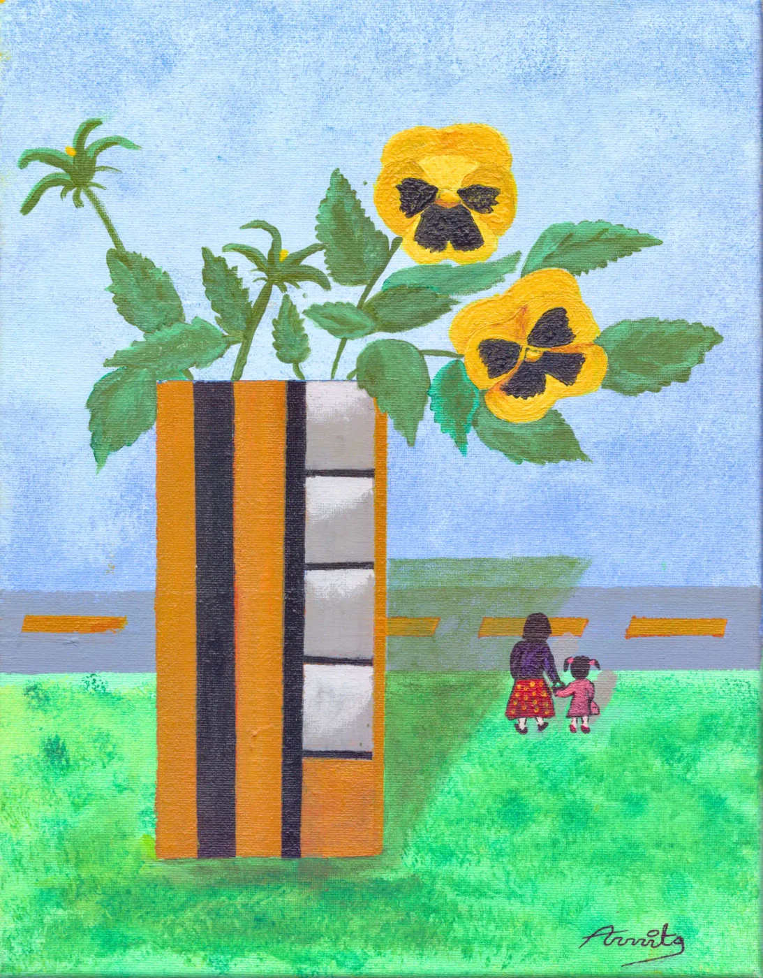 Pansies Waiting for School Bus — owner-supplied original artwork