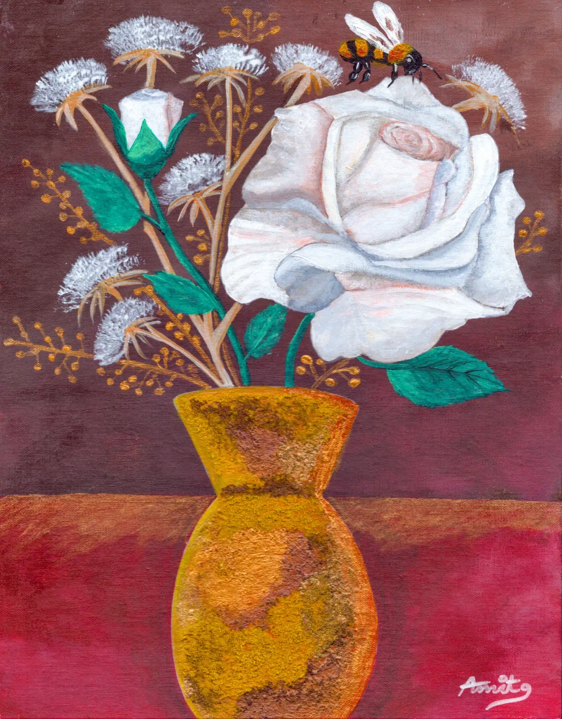 Bumble Bee on White Rose — owner-supplied original artwork