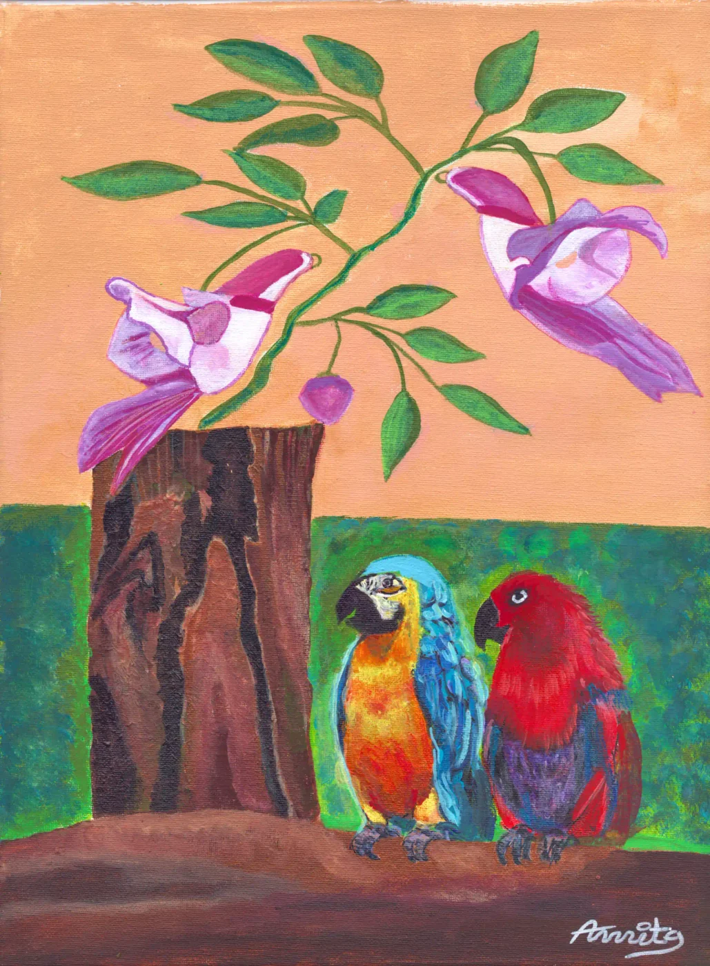 Parrots under Parrot Flowers — owner-supplied original artwork